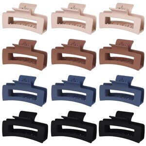 12 Pack Matte Square Hair Claw Clips for Women, Strong Hold Hair Accessories
